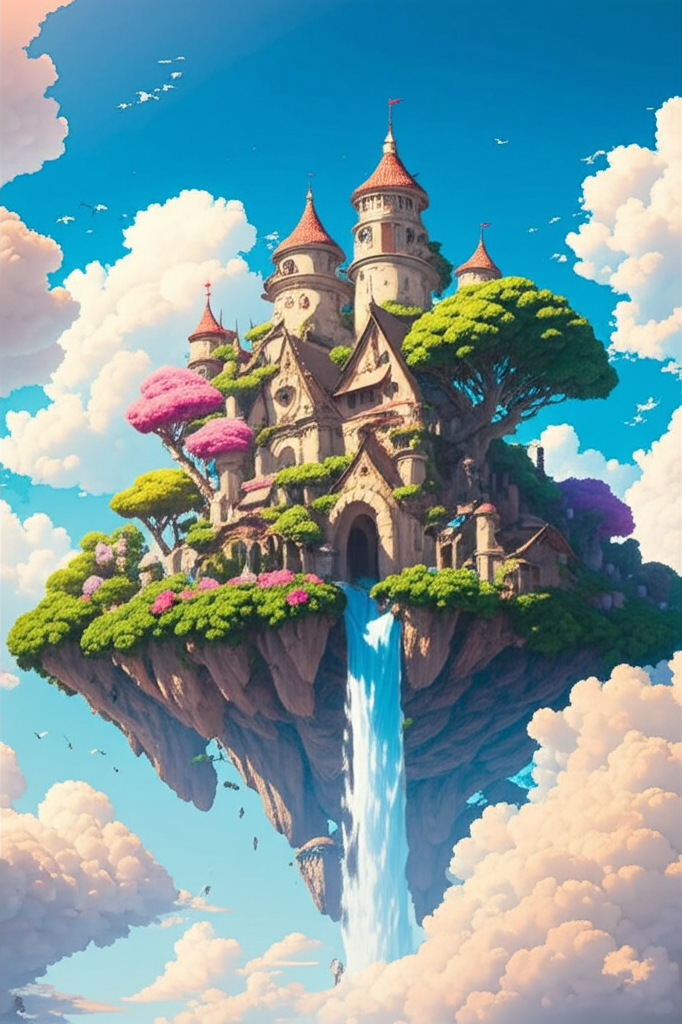 空に浮かぶ城と豊かな庭園、「天空の城ラピュタ」からインスピレーションを受けた風景